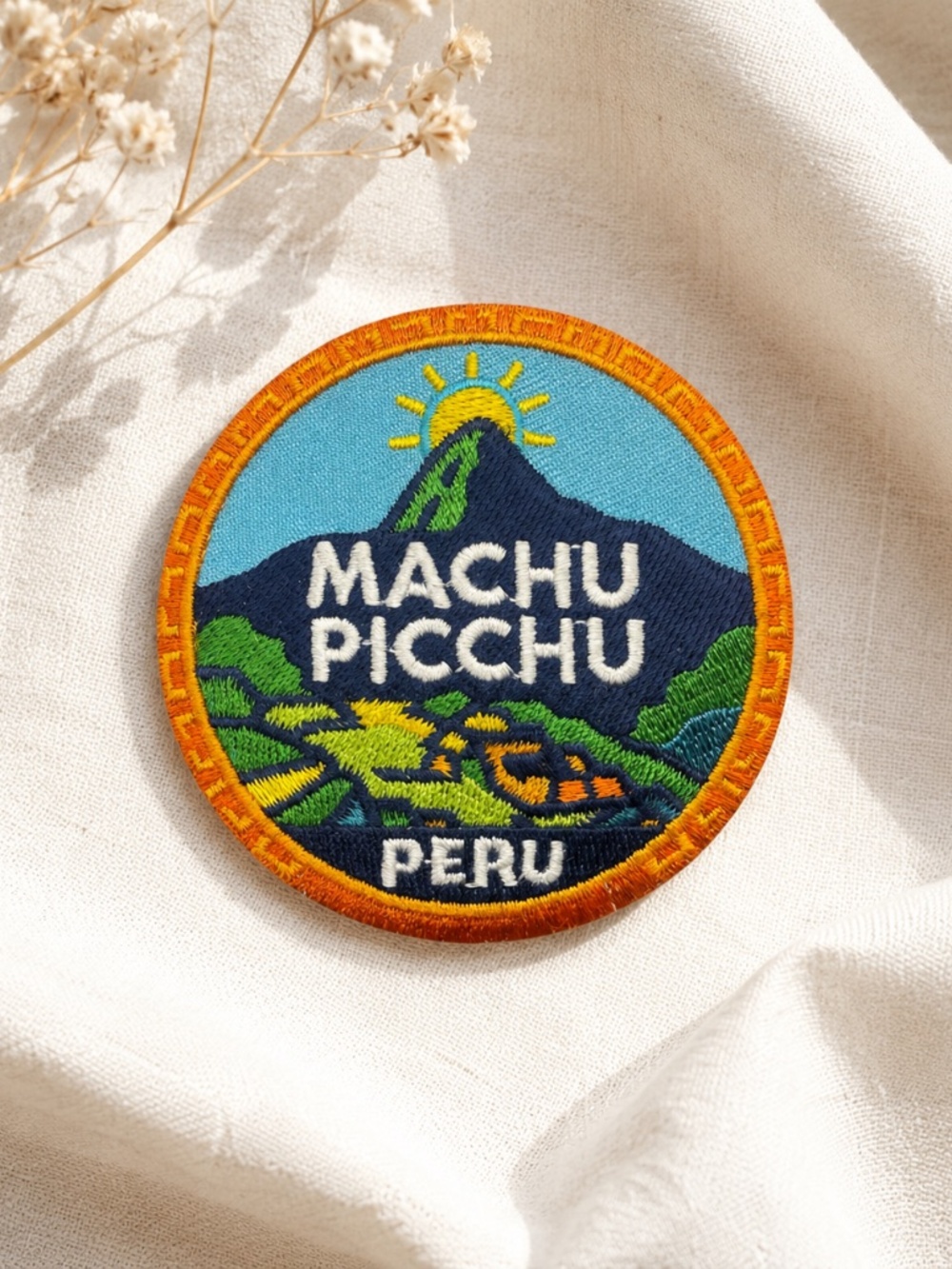 Machu Picchu Peru 3” Iron On Embroidered Patch Badge Mountain Ruins Travel Souve